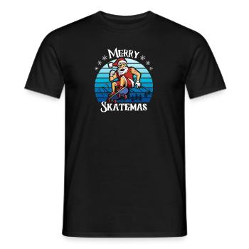 Merry Skatemas Skateboarder Skater Christmas - Men's T-Shirt - black - Front - AI Model Male 178 light (178cm)