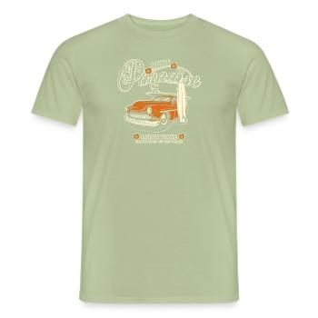 Surf Paradise - Hot Rod Car - Men's T-Shirt - sage - Front - AI Model Male 178 light (178cm)