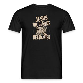 Jesus the Ultimate Deadlifter Weightlifting - Men's T-Shirt - black - Front - AI Model Male 178 light (178cm)