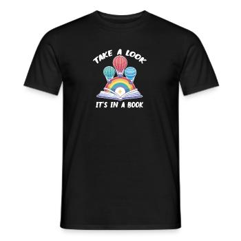 Take A Look It's A Book Retro Rainbow Reading - Männer T-Shirt - Schwarz - Vorne - AI Model Male 178 light (178cm)