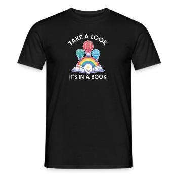 Take A Look It's A Book Retro Rainbow Reading - Männer T-Shirt - Schwarz - Vorne - AI Model Male 178 light (178cm)