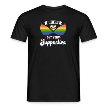 Not Gay But Very Supportive LGBTQ Ally - Men's T-Shirt - black - Front - AI Model Male 178 light (178cm)