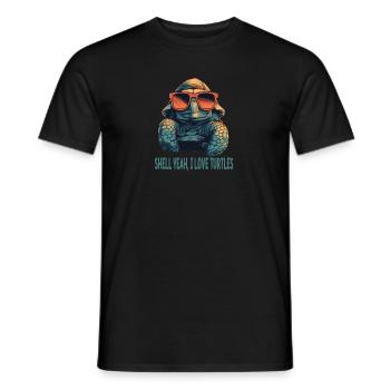 Turtle with Sunglasses - Shell yes i love turtles - Men's T-Shirt - black - Front - AI Model Male 178 light (178cm)