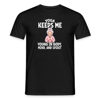 Yoga Keeps Me Young In Bodymmind, And Spirit 3 - Men's T-Shirt - black - Front - AI Model Male 178 light (178cm)
