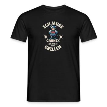 Ich Muss Garnix Ich Muss Nur Grillen Spruch - Männer T-Shirt - Schwarz - Vorne - AI Model Male 178 light (178cm)