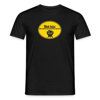 Nice here but they have already been to a barbecue - Men's T-Shirt - black - Front - AI Model Male 178 light (178cm)
