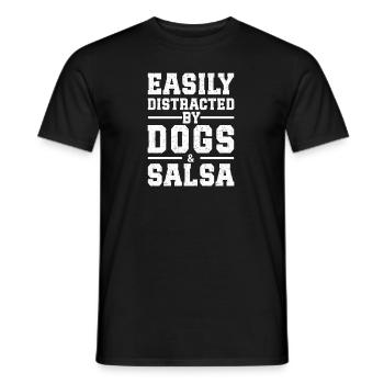 Facilement distrait par les chiens et la salsa - T-shirt homme - noir - Devant - AI Model Male 178 light (178cm)