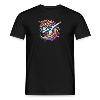 Regenbogen Einhorn mit Sonnenbrille Comic Kunst - Männer T-Shirt - Schwarz - Vorne - AI Model Male 178 light (178cm)