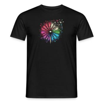 Regenbogen Blume in bunten Farben - Männer T-Shirt - Schwarz - Vorne - AI Model Male 178 light (178cm)