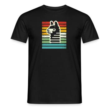 Retro Llama Alpaca in Rainbow Colors Comic Art - Men's T-Shirt - black - Front - AI Model Male 178 light (178cm)