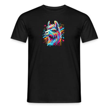 Rainbow Llama Alpaca in Bright Colors Comic Art - Men's T-Shirt - black - Front - AI Model Male 178 light (178cm)