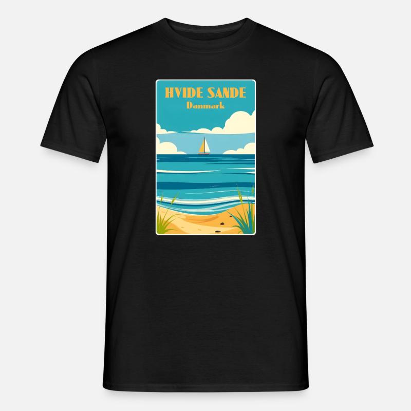 Hvide Sande Dänemark - Männer T-Shirt - Schwarz
