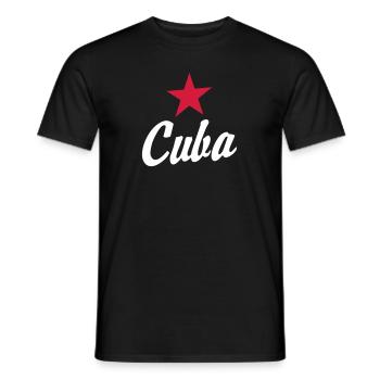 CUBA HANDGESCHRIEBEN ROTER STERN - Männer T-Shirt - Schwarz - Vorne - AI Model Male 178 light (178cm)
