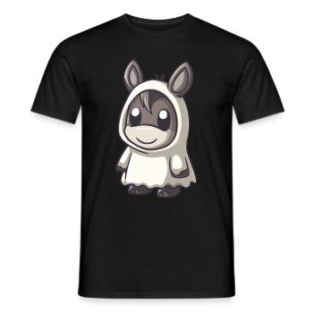 Âne Halloween Bande dessinée Fantôme - T-shirt homme - noir - Devant - AI Model Male 178 light (178cm)