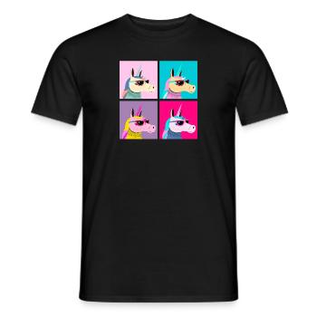 Pop Art Unicorn With Sunglasses - Men's T-Shirt - black - Front - AI Model Male 178 light (178cm)