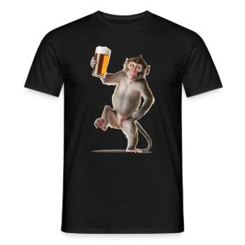 Affe Bier - Männer T-Shirt - Schwarz - Vorne - AI Model Male 178 light (178cm)