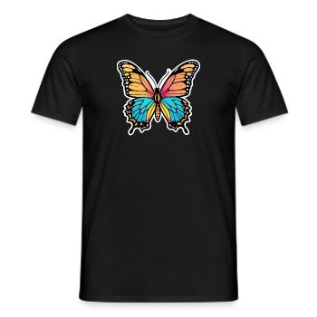 Colorful beautiful Butterfly - Men's T-Shirt - black - Front - AI Model Male 178 light (178cm)