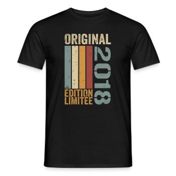 2018 | Édition Limitée cadeau d'anniversaire 2018 - T-shirt homme - noir - Devant - AI Model Male 178 light (178cm)