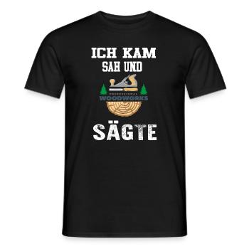 Ich kam sah und.., lustiges Schreiner Wald Holz - Männer T-Shirt - Schwarz - Vorne - AI Model Male 178 light (178cm)