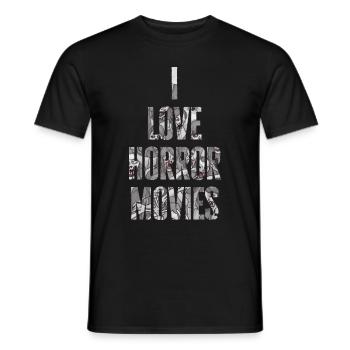 I love horror movies - Zombie Fan Design - Men's T-Shirt - black - Front - AI Model Male 178 light (178cm)
