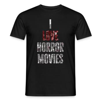 I love horror movies - Zombie Fan Design - Men's T-Shirt - black - Front - AI Model Male 178 light (178cm)