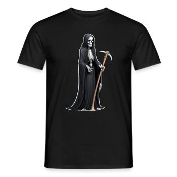 Tod Sensenmann Sense Halloween gruselig Skelett - Männer T-Shirt - Schwarz - Vorne - AI Model Male 178 light (178cm)