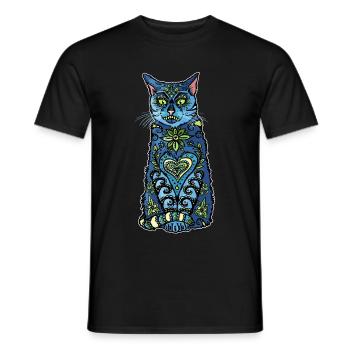 Calavera Katze - Männer T-Shirt - Schwarz - Vorne - AI Model Male 178 light (178cm)