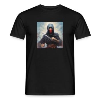 Ninja T-Shirt Männer, Jungen Fantasy Aufkleber, Tassen Mützen - Männer T-Shirt - Schwarz - Vorne - AI Model Male 178 light (178cm)