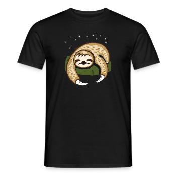 Offizielles Schlafshirt mit einem Faultier auf Ast - Männer T-Shirt - Schwarz - Vorne - AI Model Male 178 light (178cm)
