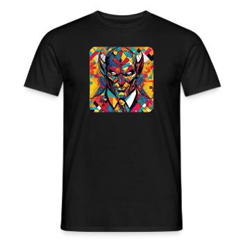 Démon coloré avec costume et cravate dans un style rétro - T-shirt homme - noir - Devant - AI Model Male 178 light (178cm)