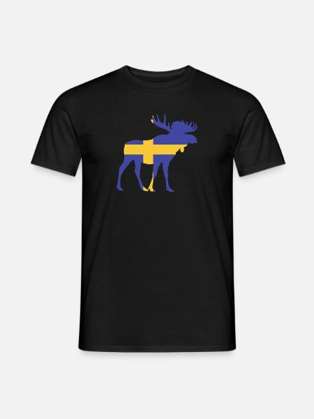 Sweden Flag Deer Moose - Men's T-Shirt - black