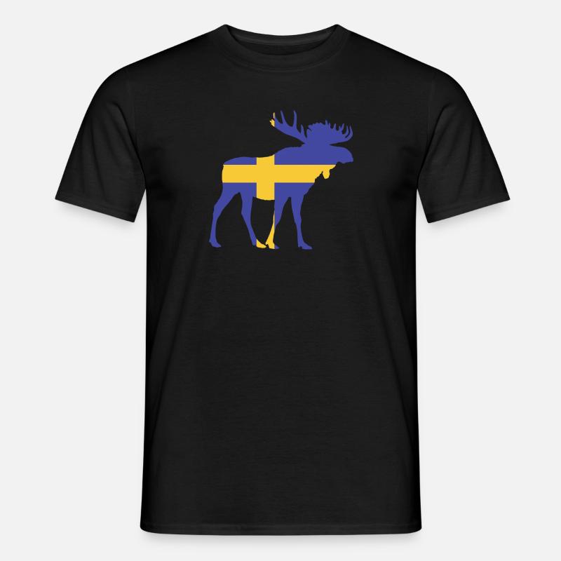 Schweden Flagge Hirsch Elch - Männer T-Shirt - Schwarz