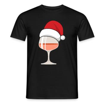 Wein Weihnachtsmann Mütze Ugly Christmas Weinglas - Männer T-Shirt - Schwarz - Vorne - AI Model Male 178 light (178cm)