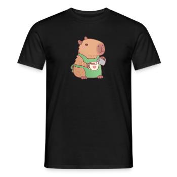 Cute Capybara Barista Making Coffee - Men's T-Shirt - black - Front - AI Model Male 178 light (178cm)
