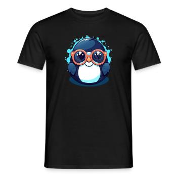 Penguin with sunglasses, Antarctic bird - Men's T-Shirt - black - Front - AI Model Male 178 light (178cm)