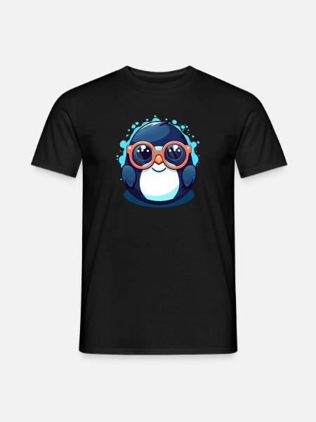 Pinguin mit Sonnenbrille, Antarktisvogel - Männer T-Shirt - Schwarz