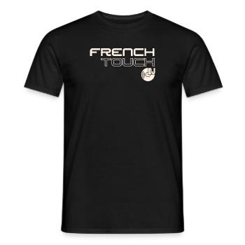 French Touch Musique, dj on the turntables: Clubbing - Men's T-Shirt - black - Front - AI Model Male 178 light (178cm)