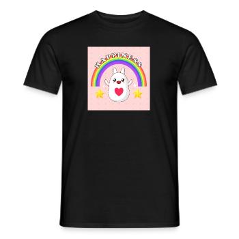 Happiness Hase mit Regenbogen - Männer T-Shirt - Schwarz - Vorne - AI Model Male 178 light (178cm)