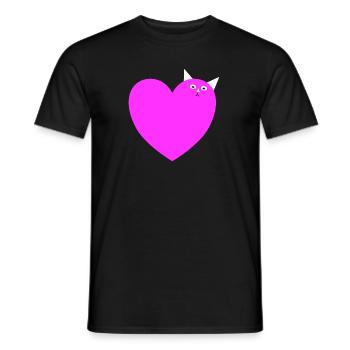 Cœur de chat Amoureux des chats - T-shirt homme - noir - Devant - AI Model Male 178 light (178cm)