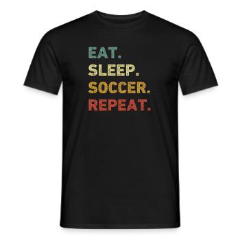 Eat Sleep Soccer Repeat Retro Funny Soccer - Men's T-Shirt - black - Front - AI Model Male 178 light (178cm)
