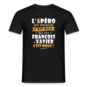 François-Xavier Cadeau Humour françois xavier - T-shirt homme - noir - Devant - AI Model Male 178 light (178cm)