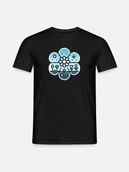 Blumenwiese blaugrün - Männer T-Shirt - Schwarz