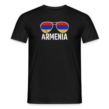 Armenia Armenien Sonnenbrille Armenian Flagge Flag - Männer T-Shirt - Schwarz - Vorne - AI Model Male 178 light (178cm)