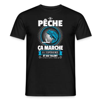Pêcheur phrase drôle pêche rigolo humour - T-shirt homme - noir - Devant - AI Model Male 178 light (178cm)