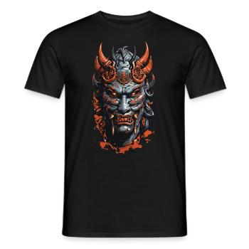 Masque Oni démoniaque Halloween Horror Design - T-shirt homme - noir - Devant - AI Model Male 178 light (178cm)