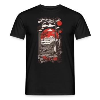 Japan Pop Art Retro & Aesthetic Collage - Men's T-Shirt - black - Front - AI Model Male 178 light (178cm)