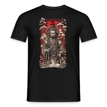 Ukiyo-E Kunst Stil Retro Japan Wave Shogun Design - Männer T-Shirt - Schwarz - Vorne - AI Model Male 178 light (178cm)