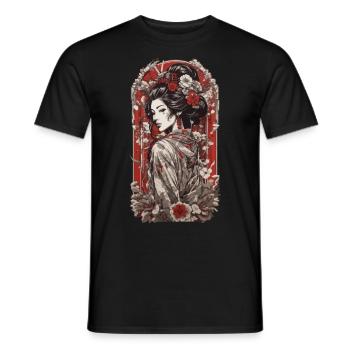 Modern Geisha Streetwear Retro Japan Art Style - Men's T-Shirt - black - Front - AI Model Male 178 light (178cm)