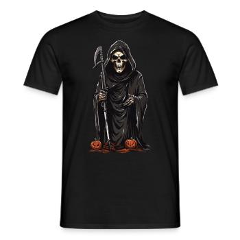Grim Reaper Pumpkins Halloween Chills and Horror - Men's T-Shirt - black - Front - AI Model Male 178 light (178cm)