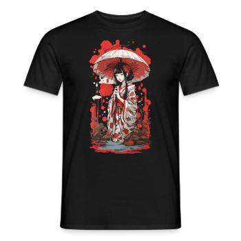 Japonais Ukiyo-E Esthétique Style de Design Rétro - T-shirt homme - noir - Devant - AI Model Male 178 light (178cm)